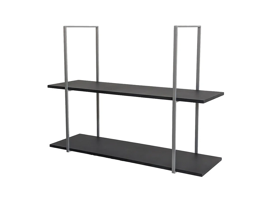 Mensola BAR SHELF 115 cm GRIGIO NERO con 2 ripiani porta bicchieri e bottiglie by Yelloo