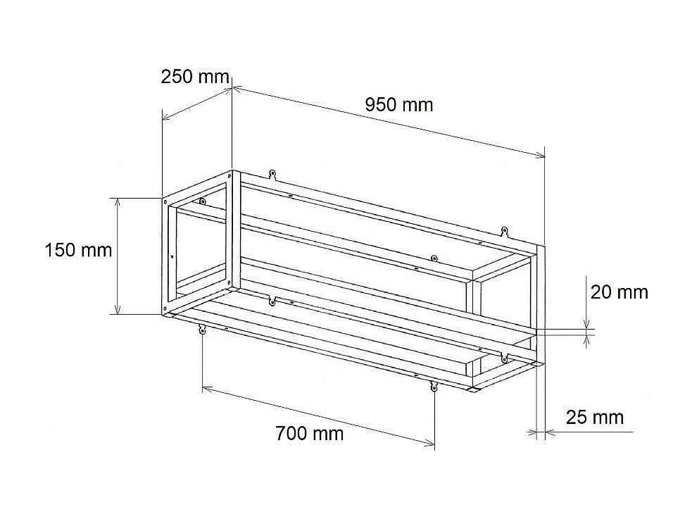 FLOWERS Deckenhängeregal BRAUN Länge 95 cm mit Ketten für vertikale Gartenblumen von Yelloo