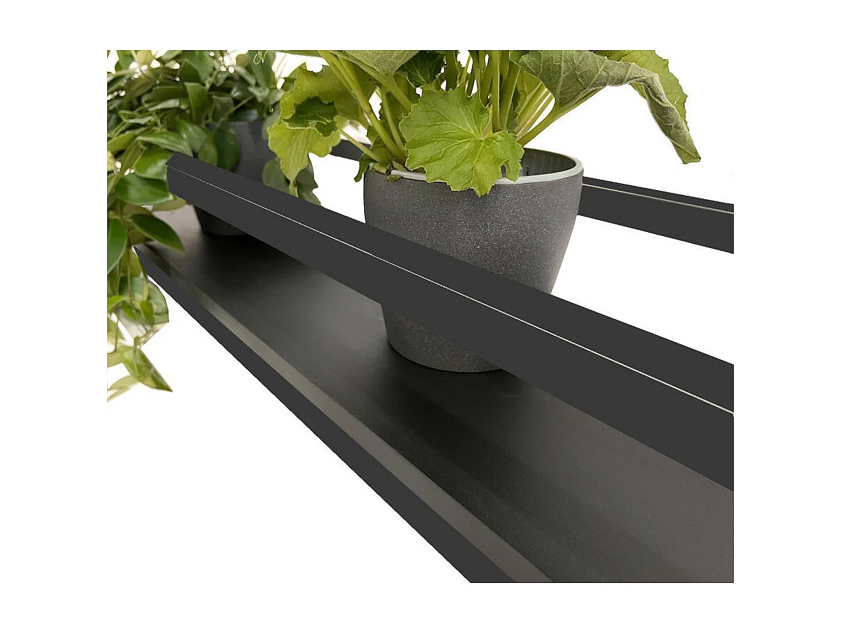 Mensola FLOWERS sospesa a soffitto NERA lunghezza 115 cm con catene per fiori giardino verticale by Yelloo