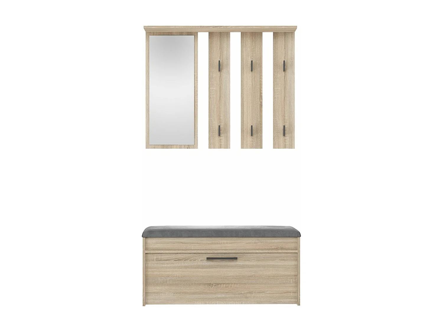 Ensemble d'entrée avec miroir - 100 cm - chêne de sonoma - PARMANI