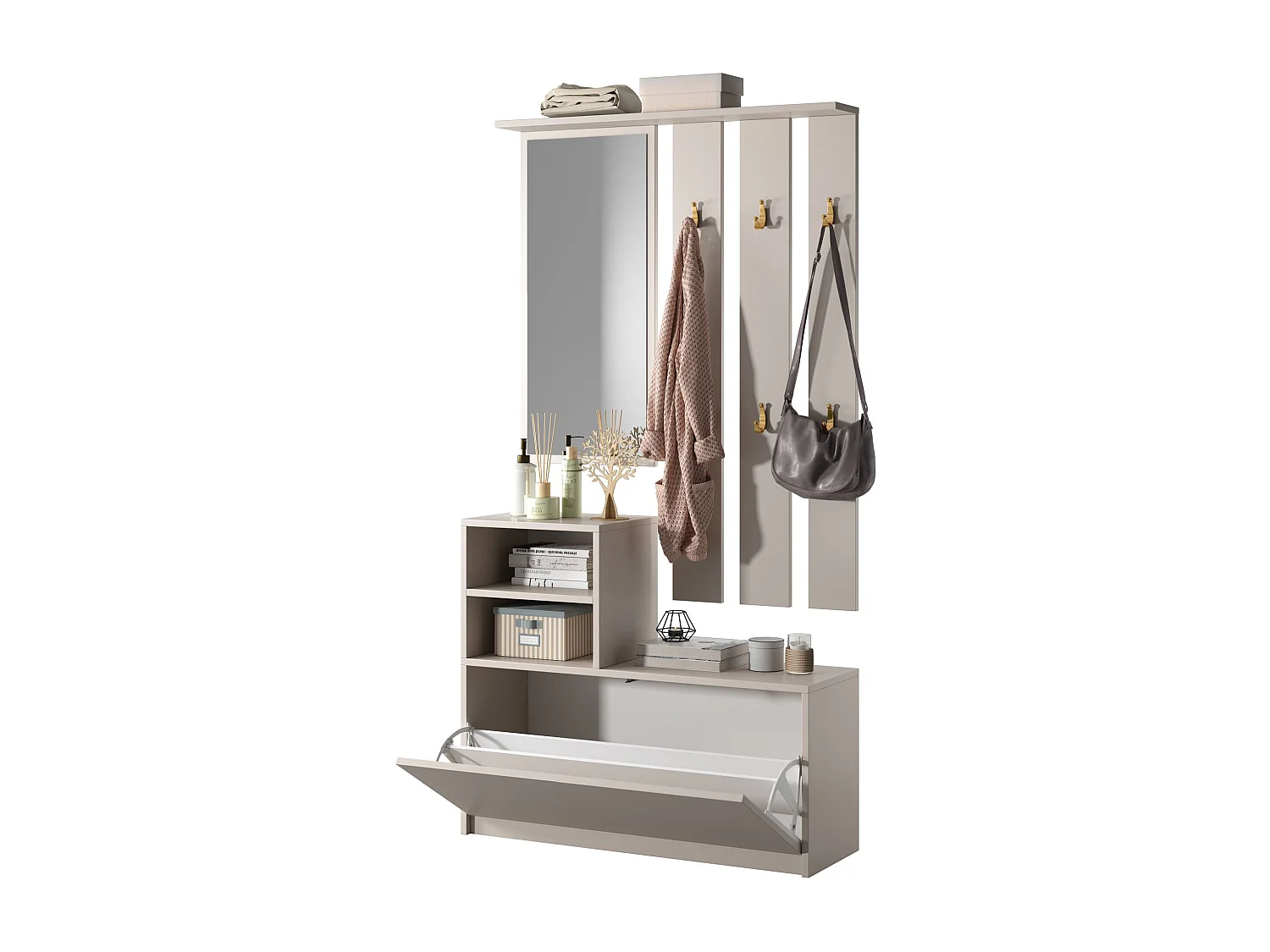 Ensemble d'entrée avec miroir - 85 cm - cachemire - YESFIR