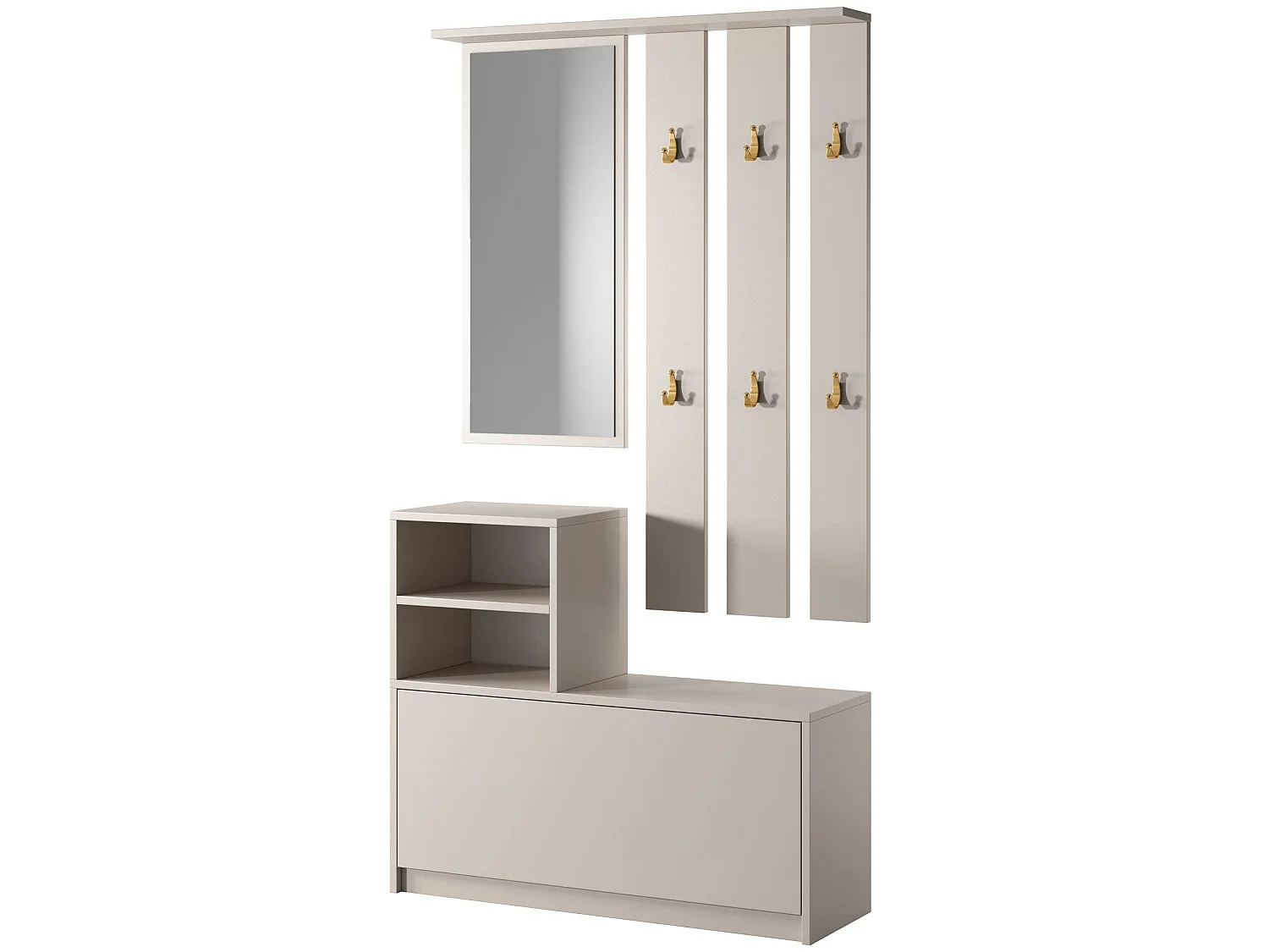 Entreeset met spiegel - 85 cm - kasjmier - YESFIR
