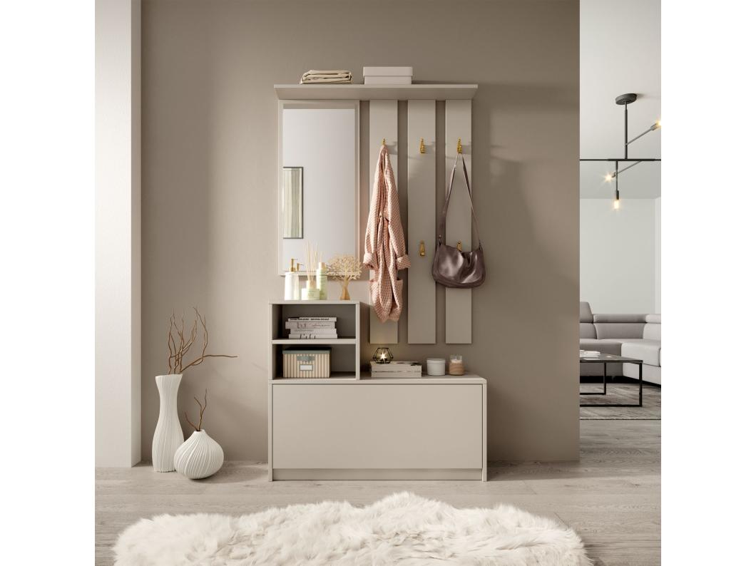 Set da ingresso con specchio - 85 cm - cashmere - YESFIR