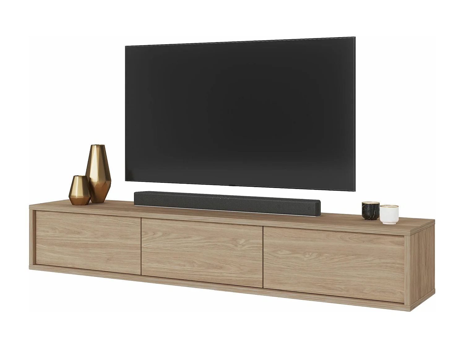 TV-meubel met 3 deuren - 180 cm - geolied eiken - MODDERN