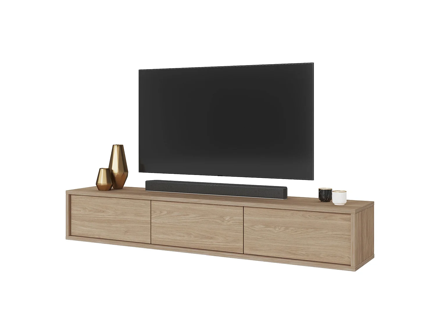 Meuble TV 3 portes - 180 cm - chêne huilé - MODDERN