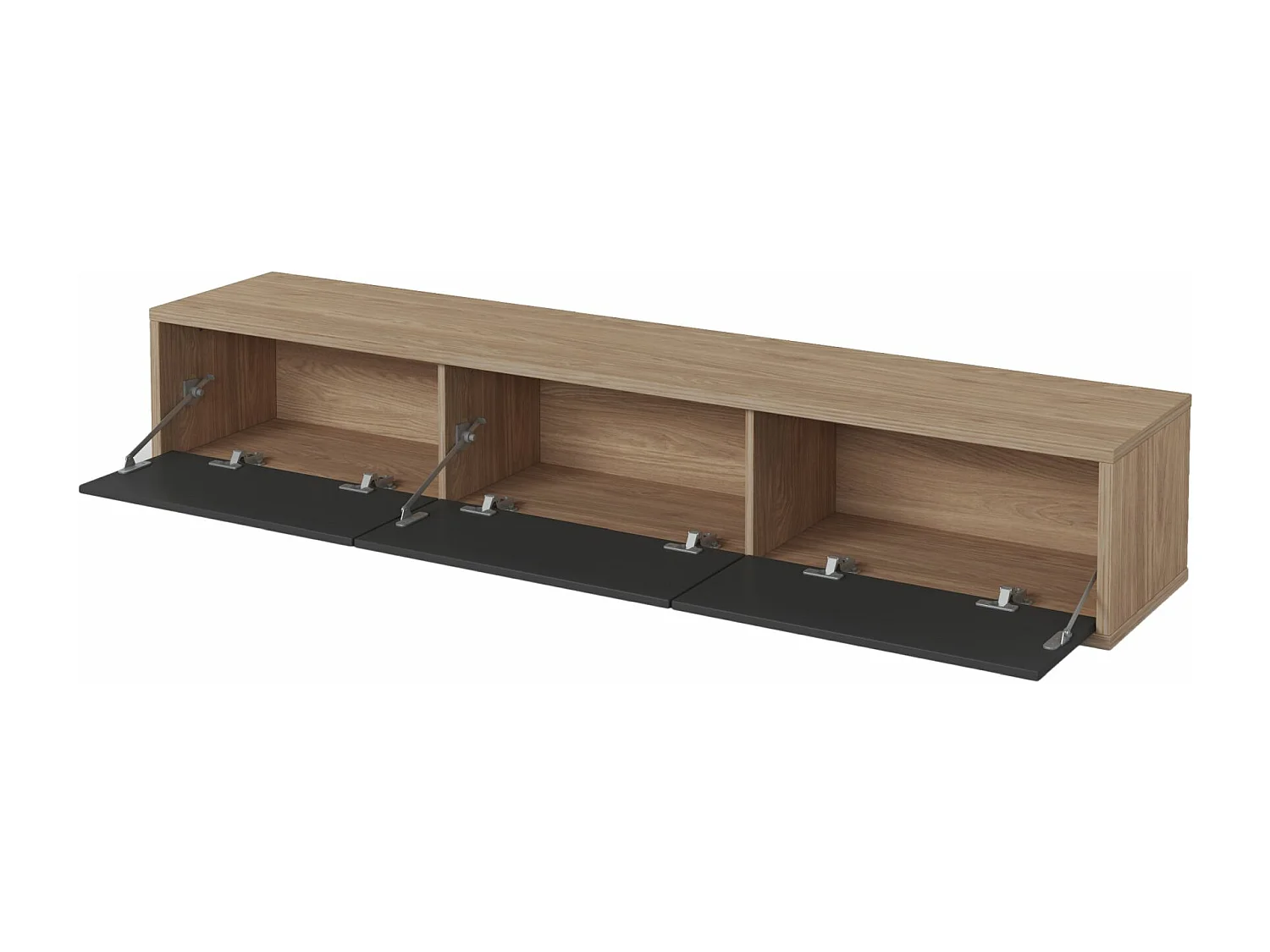 Meuble TV 3 portes - 180 cm - chêne huilé/anthracite - MODDERN