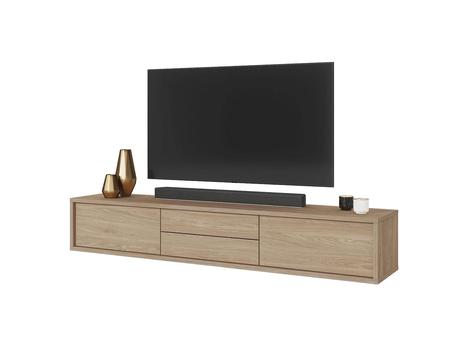TV-meubel met 2 lades - 180 cm - geolied eiken - MODDERN