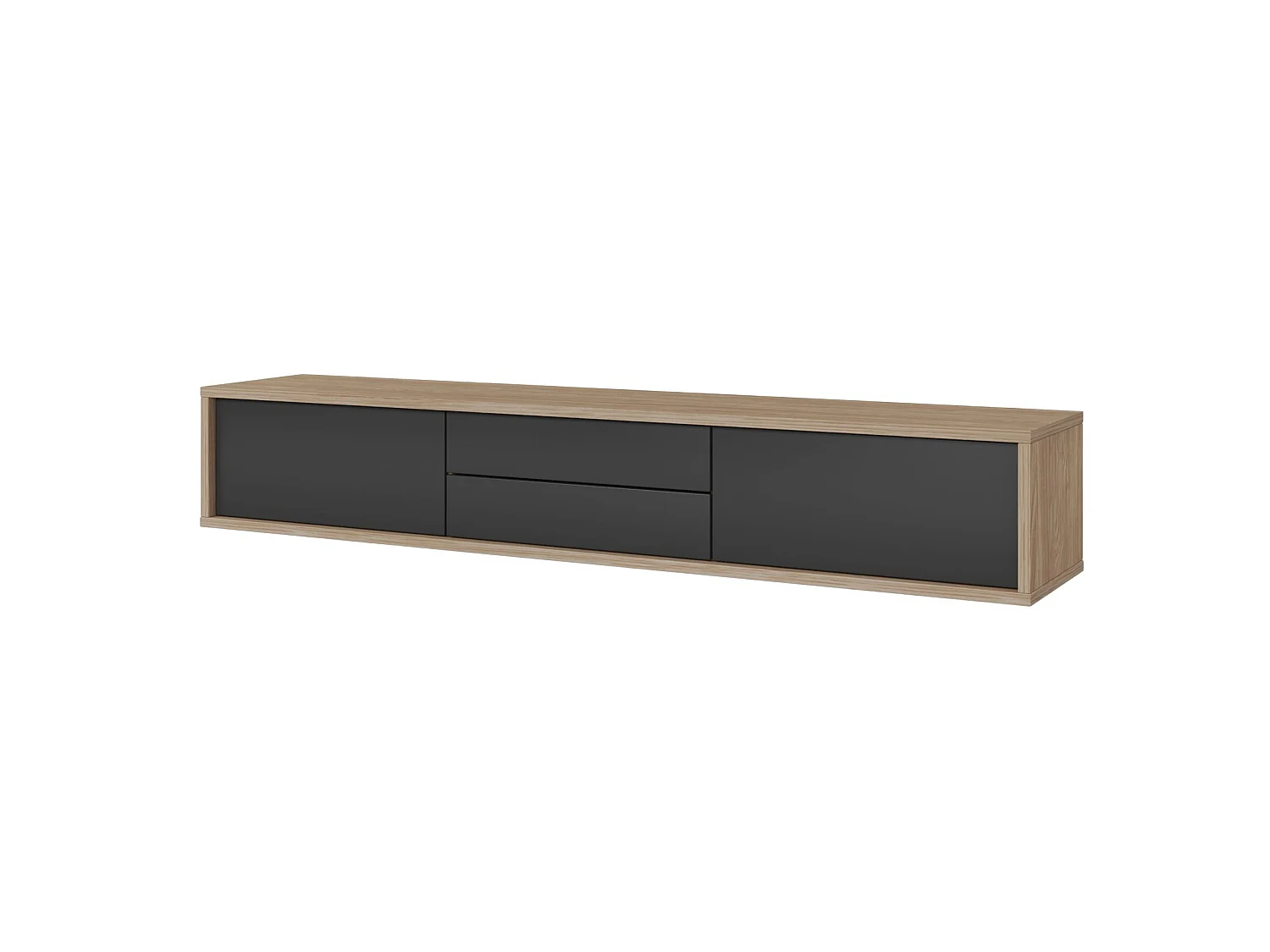 Meuble TV 2 tiroirs - 180 cm - chêne huilé/anthracite - MODDERN