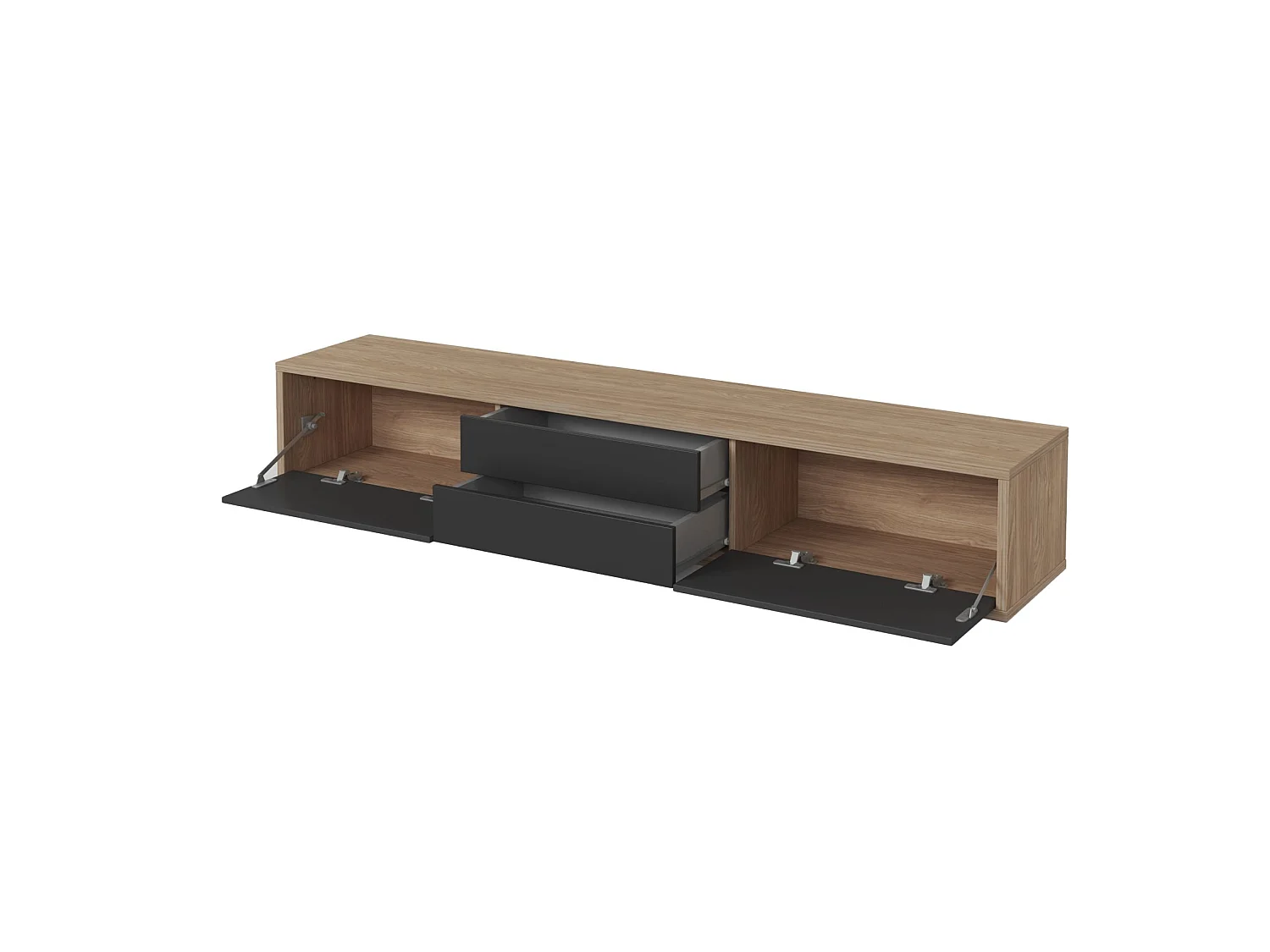 Meuble TV 2 tiroirs - 180 cm - chêne huilé/anthracite - MODDERN