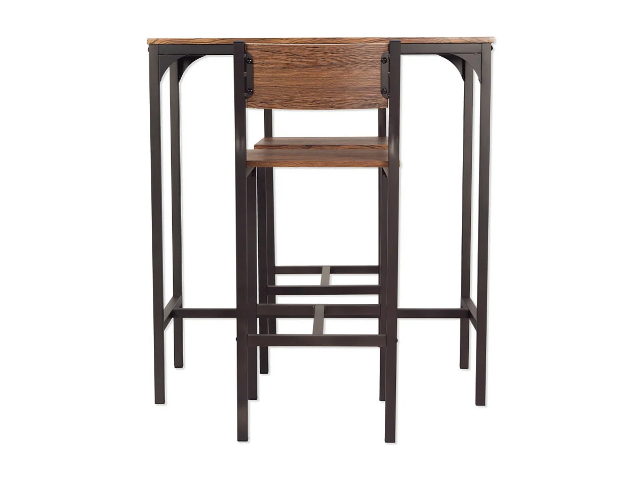 Lot de table de bar et 2 tabourets en noyer marron mod. VENICE par Yelloo