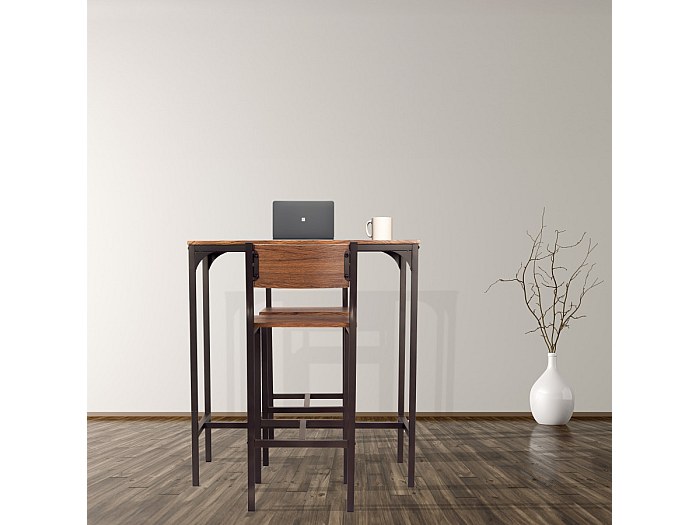 Set De 1 Table De Bar Et 2 Tabourets Noir - Table Basse - Ensemble De