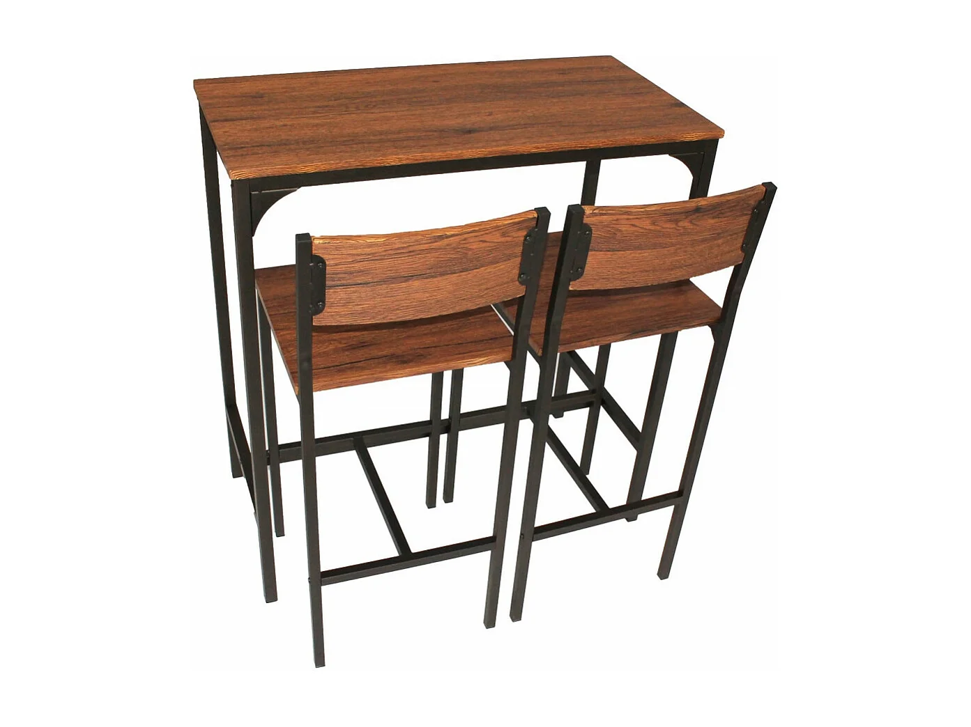 Lot de table de bar et 2 tabourets en noyer marron mod. VENICE par Yelloo