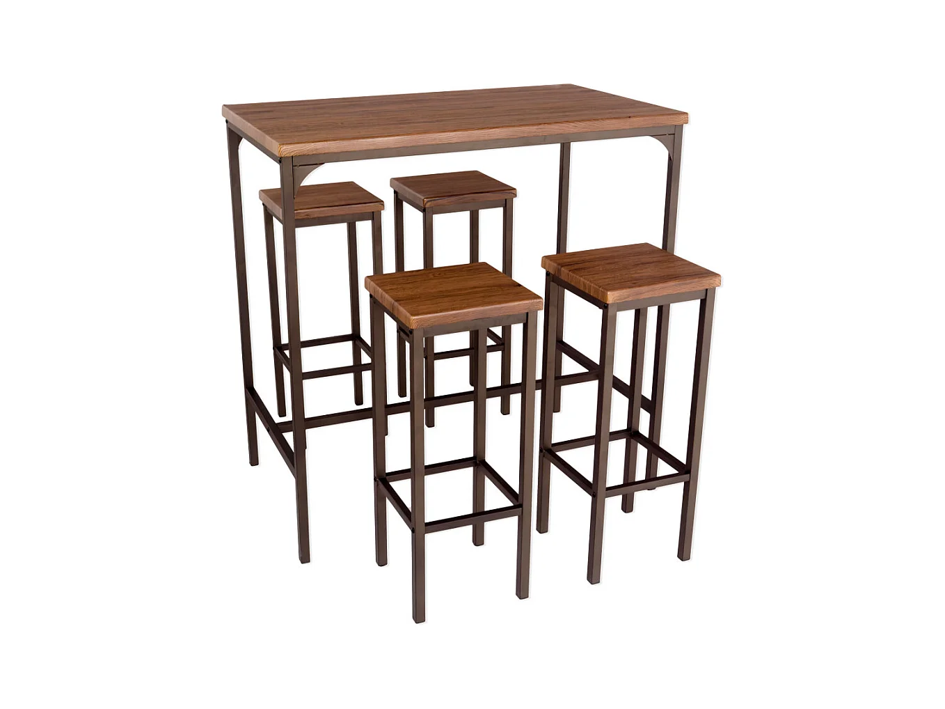 Set Tavolo bar 110x66xH110cm e 4 Sgabelli marrone noce mod. FIRENZE by Yelloo