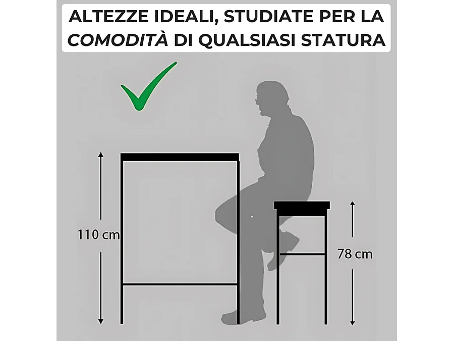 Lot table de bar 110x66xH110cm et 4 tabourets noyer marron mod. FIRENZE par Yelloo