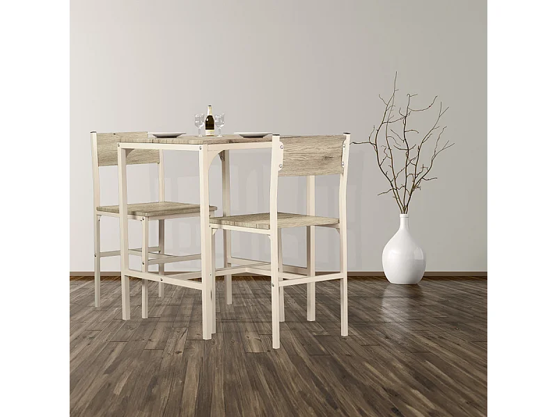 Set Tavolo Bar Con 2 Sedie colore beige e rovere chiaro mod. PORTOFINO by Yelloo