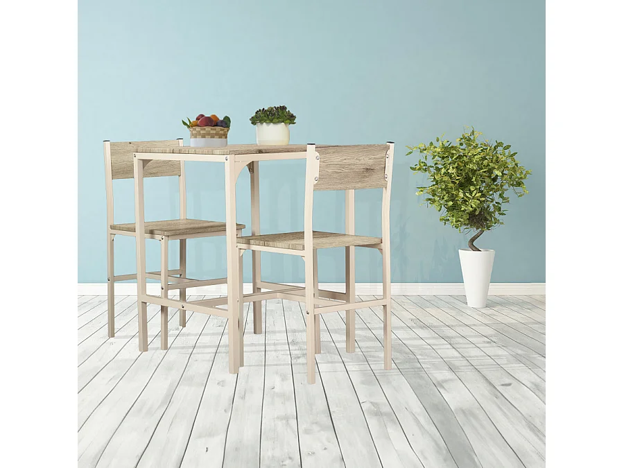 Set Tavolo Bar Con 2 Sedie colore beige e rovere chiaro mod. PORTOFINO by Yelloo