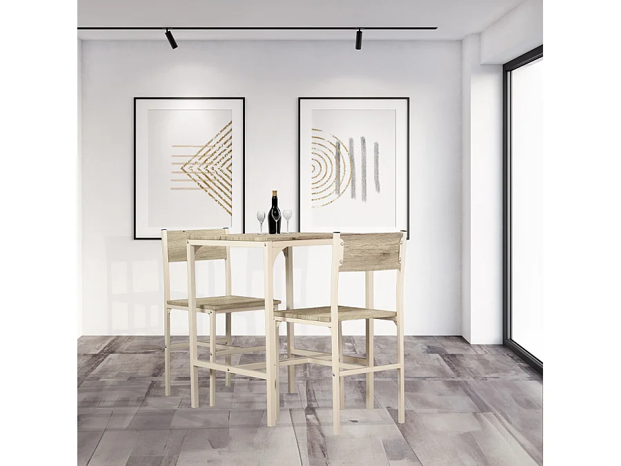 Set Tavolo Bar Con 2 Sedie colore beige e rovere chiaro mod. PORTOFINO by Yelloo