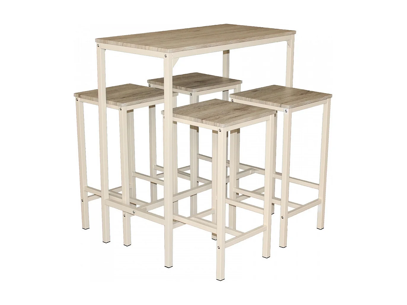 Tafelset met 4 krukken beige eiken mod. BRASIL door Yelloo