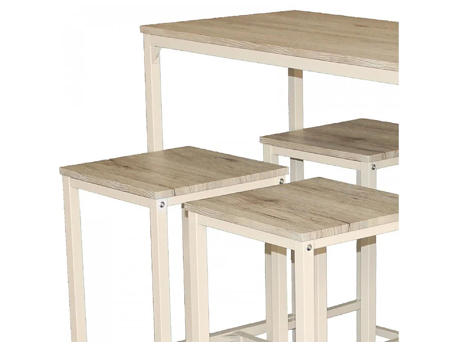 Tafelset met 4 krukken beige eiken mod. BRASIL door Yelloo