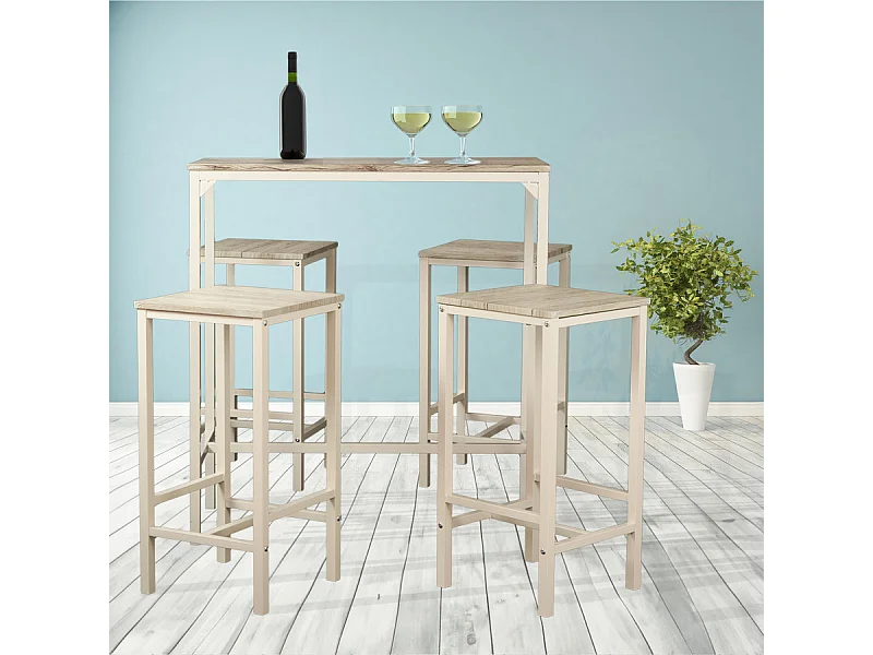 Set Tavolo con 4 Sgabelli beige rovere mod. BRASIL by Yelloo