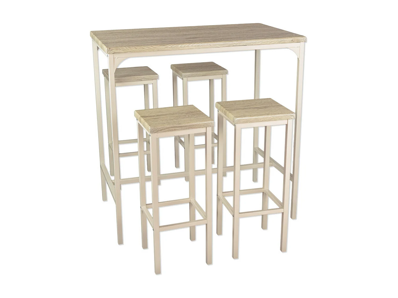 Set Tavolo bar rettangolare 110x66xH110cm e 4 Sgabelli rovere beige mod. RICCIONE by Yelloo