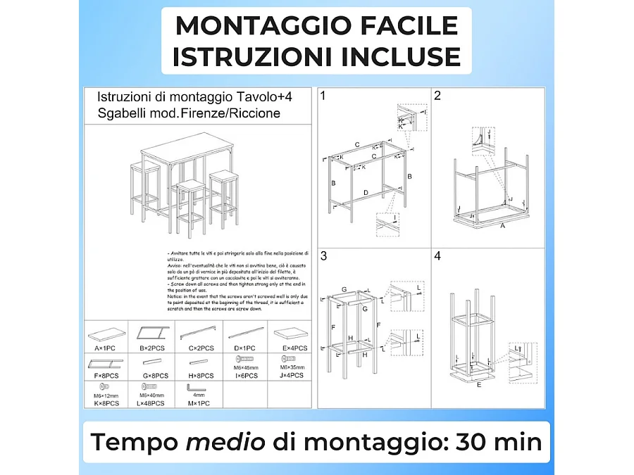 Set Tavolo bar rettangolare 110x66xH110cm e 4 Sgabelli rovere beige mod. RICCIONE by Yelloo