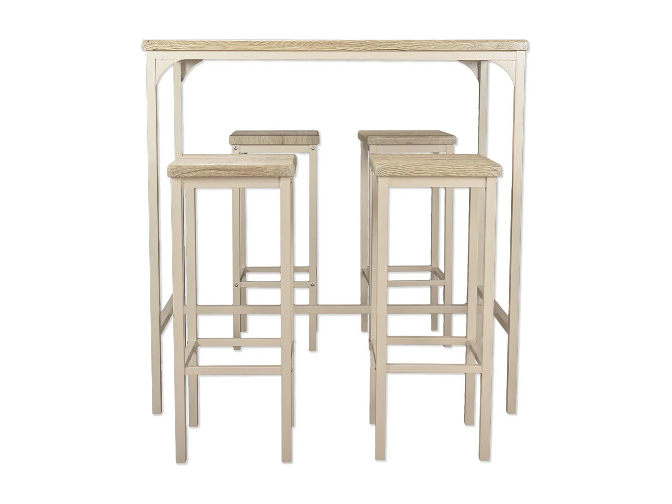 Set Tavolo bar rettangolare 110x66xH110cm e 4 Sgabelli rovere beige mod. RICCIONE by Yelloo