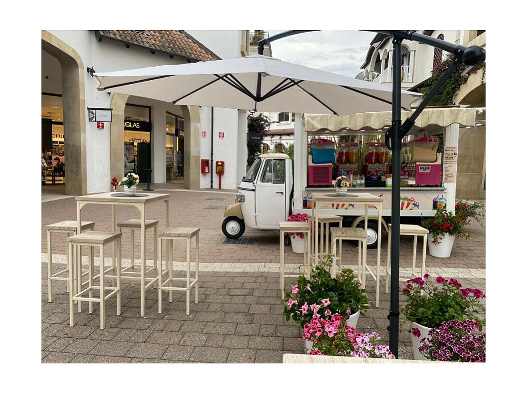 Set Tavolo Bar quadrato alto 110 cm e 4 Sgabelli rovere beige mod. RIMINI by Yelloo