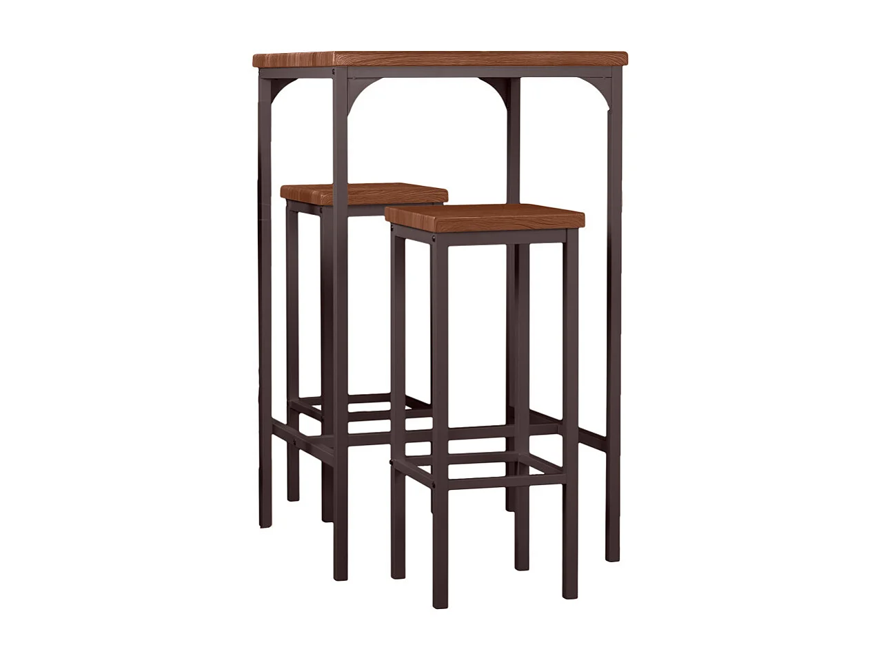 Set Tavolo bar quadrato alto 110 cm e 2 Sgabelli marrone noce mod. VIAREGGIO by Yelloo