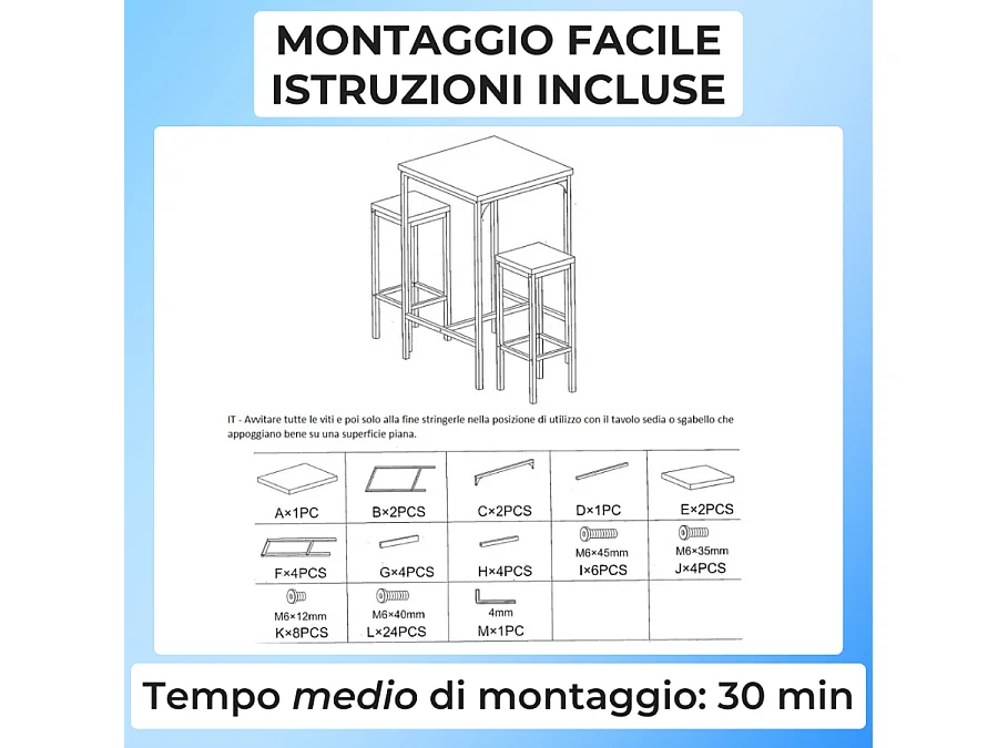 Set Tavolo bar quadrato alto 110 cm e 2 Sgabelli marrone noce mod. VIAREGGIO by Yelloo