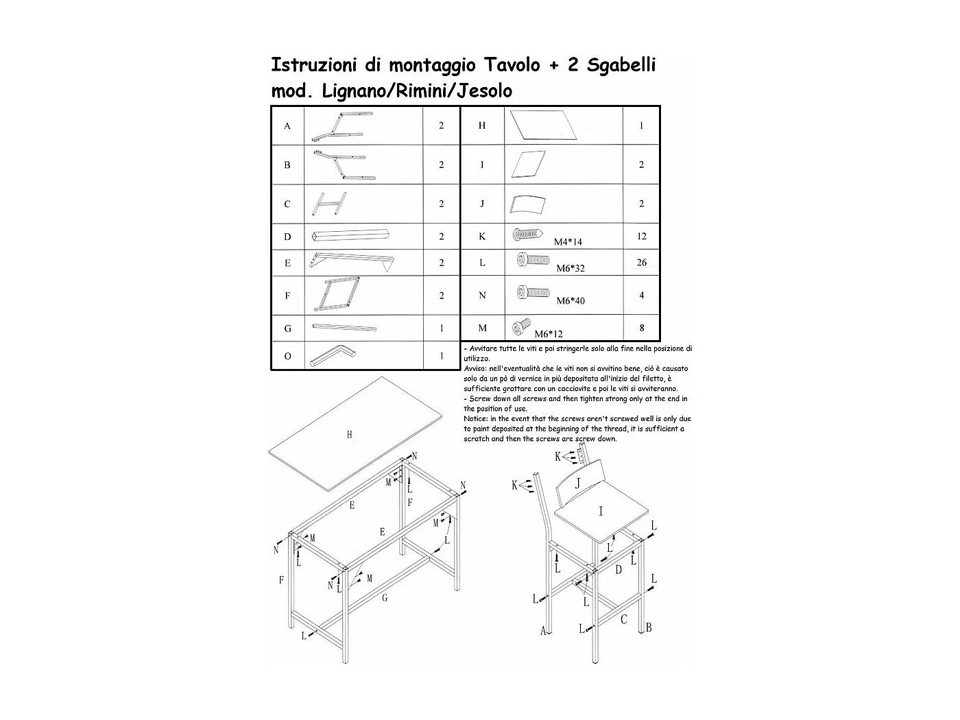 Lot de table de bar avec 2 tabourets couleur noire mod. LIGNANO par Yelloo