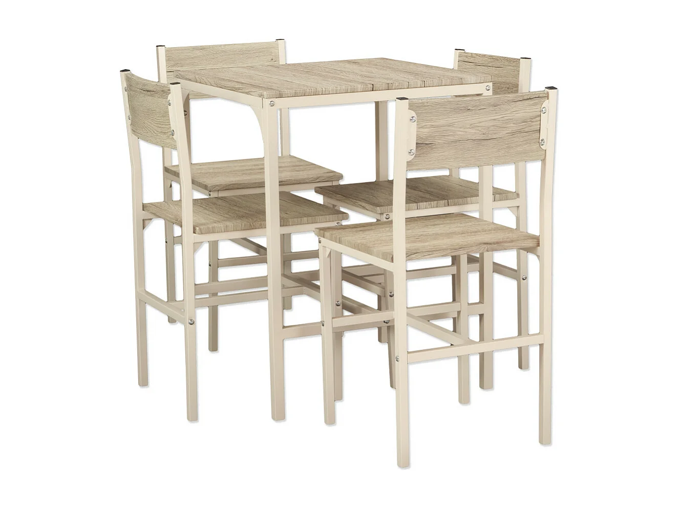 Lot Table De Bar Avec 4 Chaises Beige et Chêne Clair Mod. PORTOFINO par Yelloo