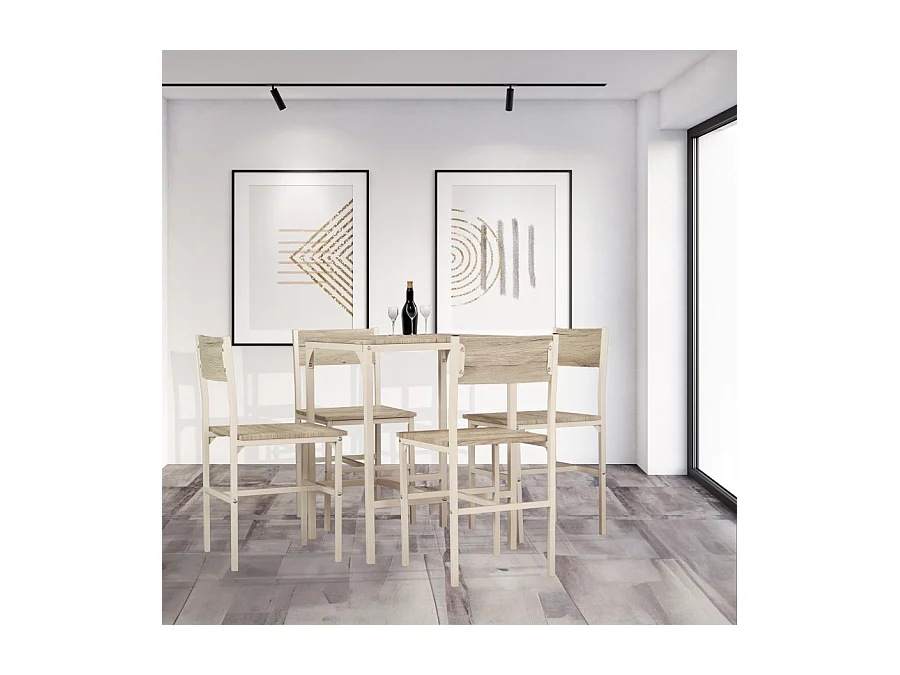 Set Tavolo bar con 4 Sedie colore beige e rovere chiaro mod. PORTOFINO by Yelloo