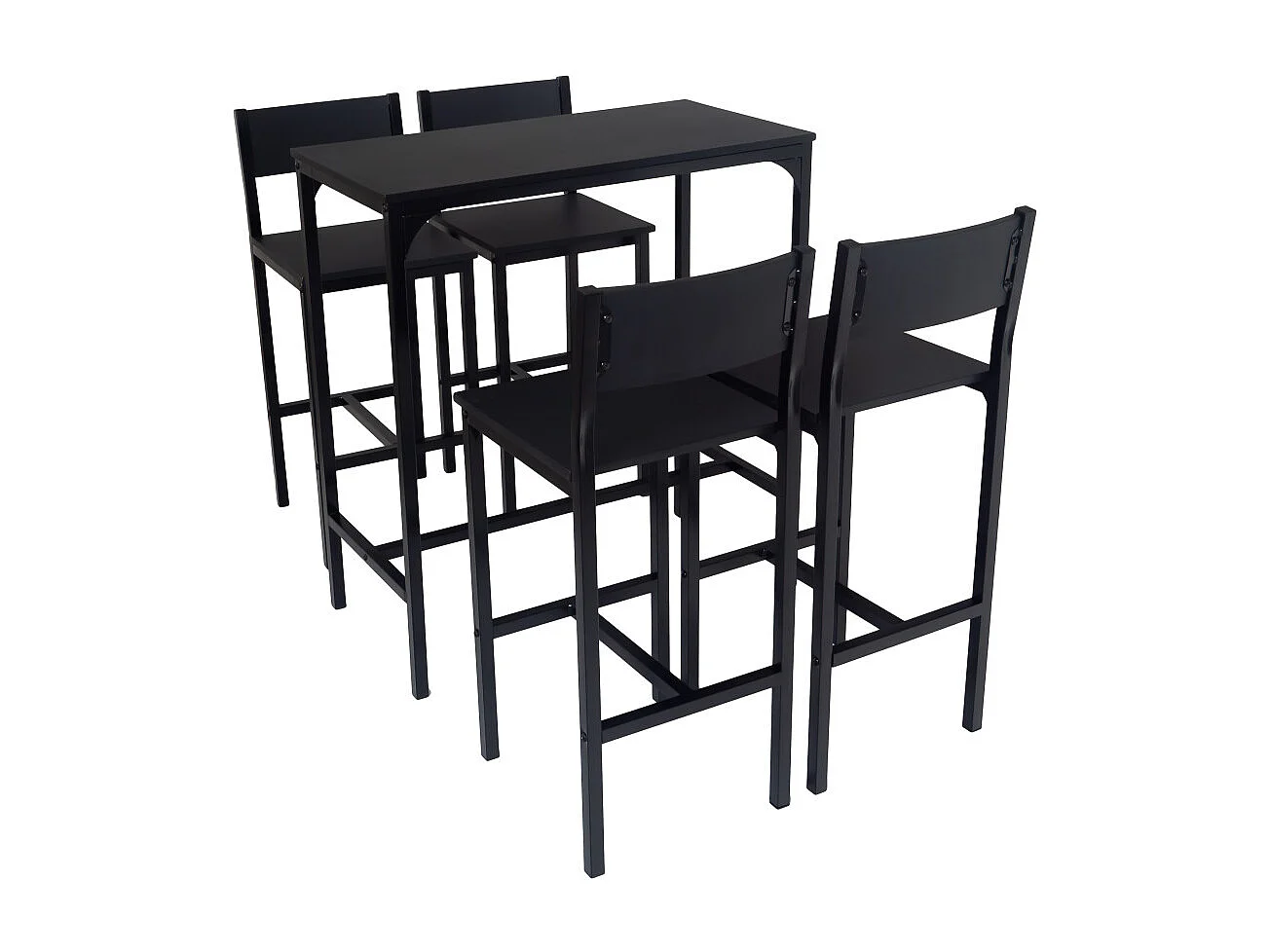 Set Tavolo bar con 4 Sgabelli nero mod. LIGNANO by Yelloo