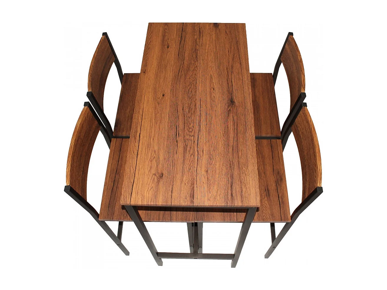 Lot table de bar et 4 tabourets en noyer marron mod. VENICE par Yelloo