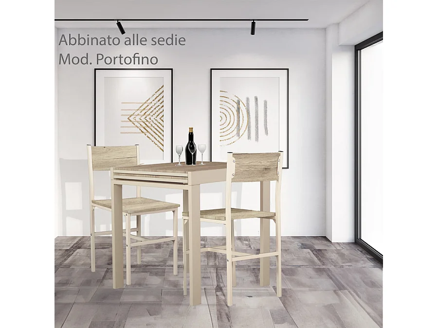 Tavolo bar Cucina 70x70 allungabile a 70x140 cm colore beige mod. SANREMO by Yelloo