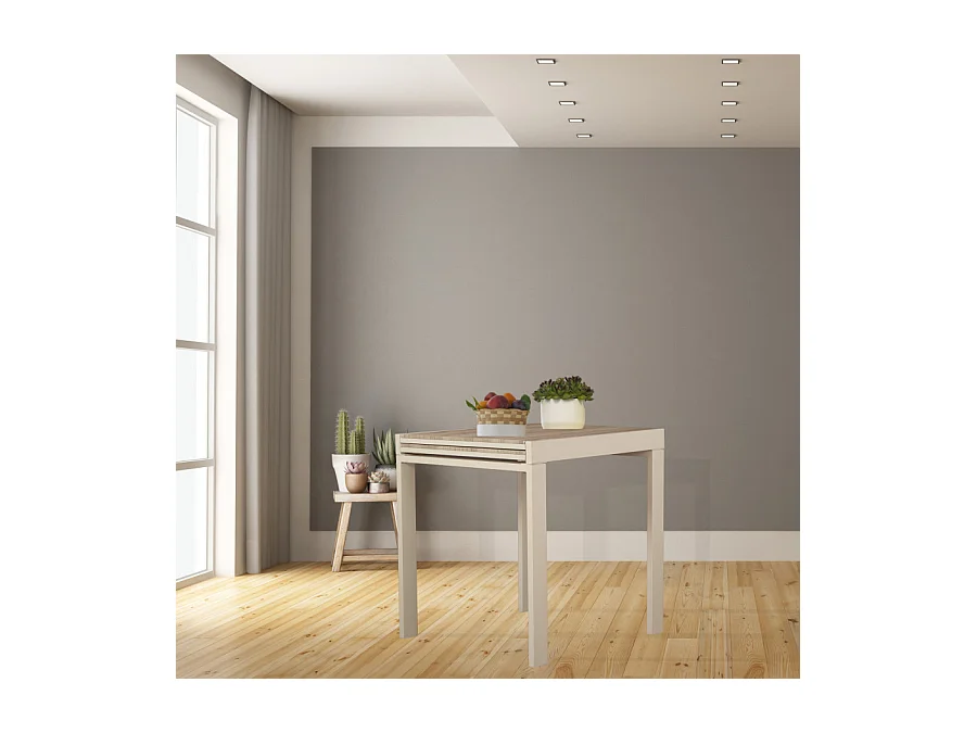 Table de bar de cuisine 70x70 extensible jusqu'à 70x140 cm couleur beige mod. SANREMO par Yelloo