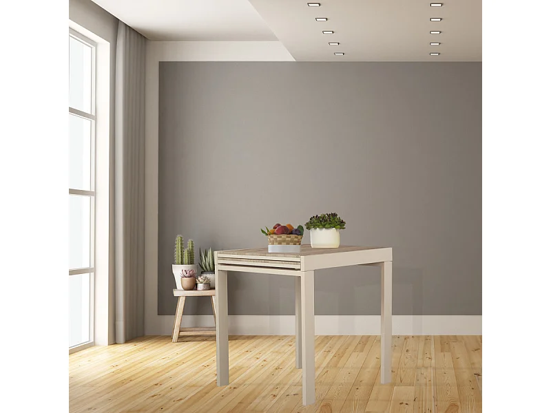 Table de bar de cuisine 70x70 extensible jusqu'à 70x140 cm couleur beige mod. SANREMO par Yelloo