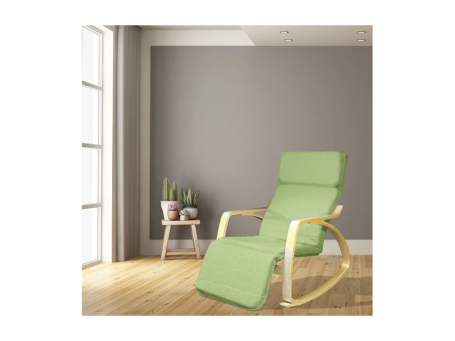Poltrona relax sedia a dondolo con poggiapiedi regolabile mod. ZEN VERDE by Yelloo