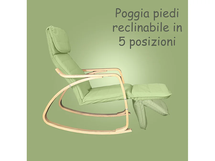 Poltrona relax sedia a dondolo con poggiapiedi regolabile mod. ZEN VERDE by Yelloo