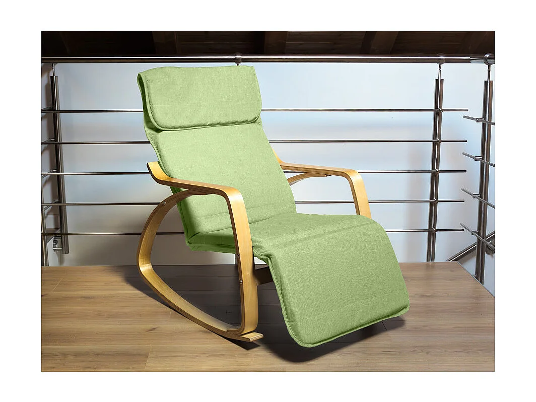 Poltrona relax sedia a dondolo con poggiapiedi regolabile mod. ZEN VERDE by Yelloo