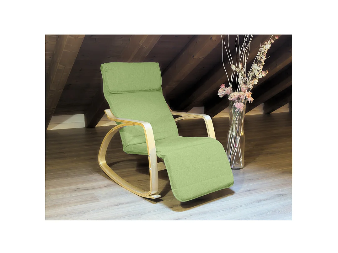Poltrona relax sedia a dondolo con poggiapiedi regolabile mod. ZEN VERDE by Yelloo