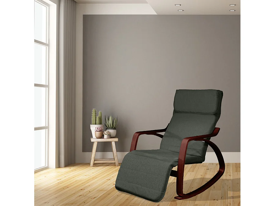 Fauteuil relax à bascule avec repose-pieds réglable mod. ZEN NOYER NOIR par Yelloo