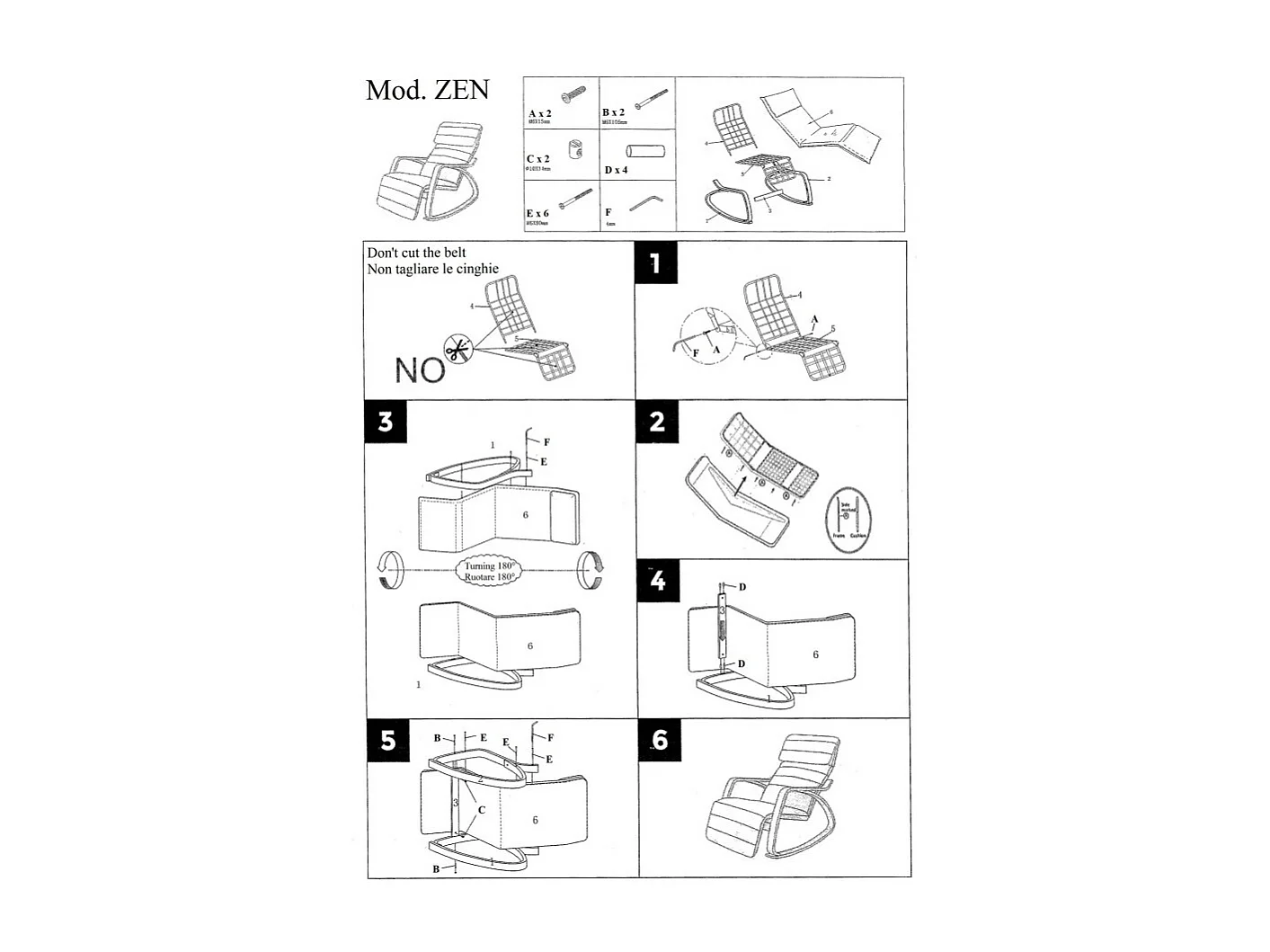 Fauteuil relax à bascule avec repose-pieds réglable mod. ZEN NOYER NOIR par Yelloo