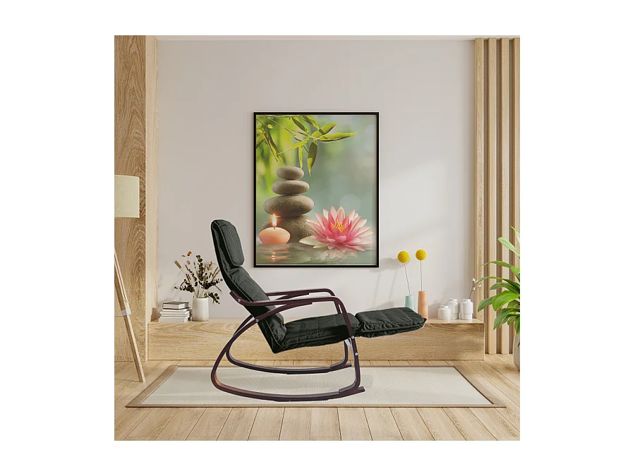 Fauteuil relax à bascule avec repose-pieds réglable mod. ZEN NOYER NOIR par Yelloo