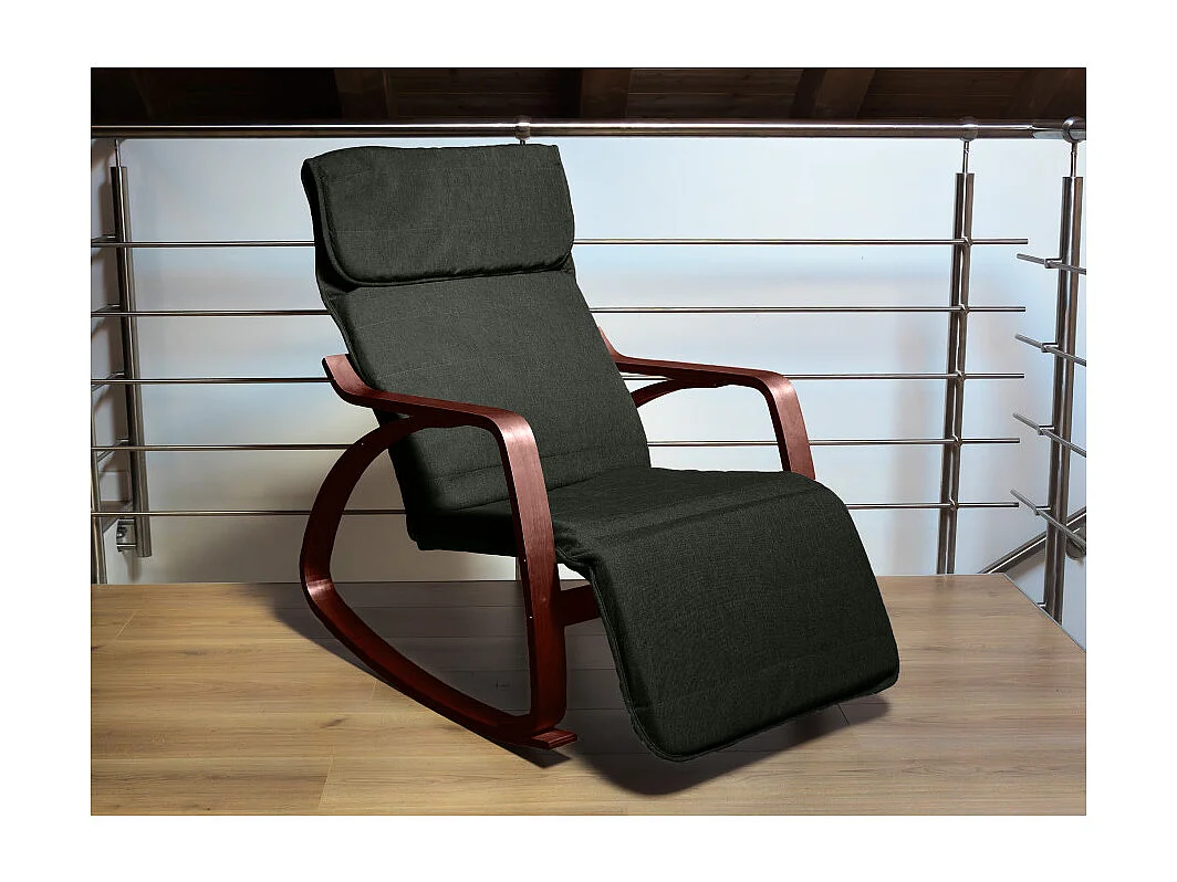 Fauteuil relax à bascule avec repose-pieds réglable mod. ZEN NOYER NOIR par Yelloo
