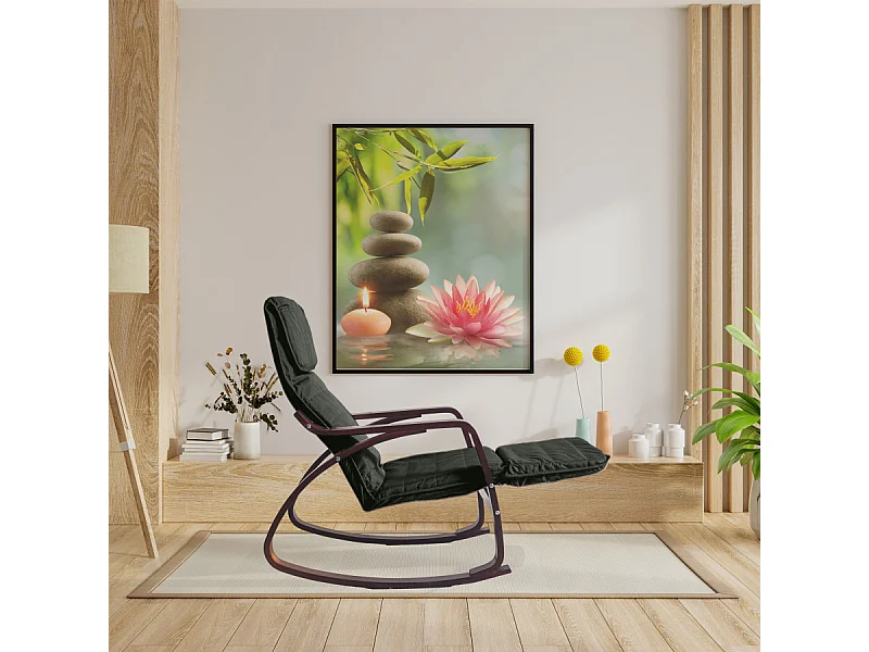 Fauteuil relax à bascule avec repose-pieds réglable mod. ZEN NOYER NOIR par Yelloo
