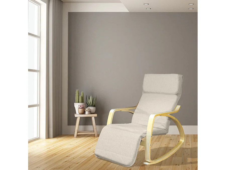 Fauteuil relax à bascule avec repose-pieds réglable mod. ZEN BLANC par Yelloo