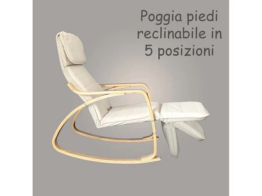 Fauteuil relax à bascule avec repose-pieds réglable mod. ZEN BLANC par Yelloo