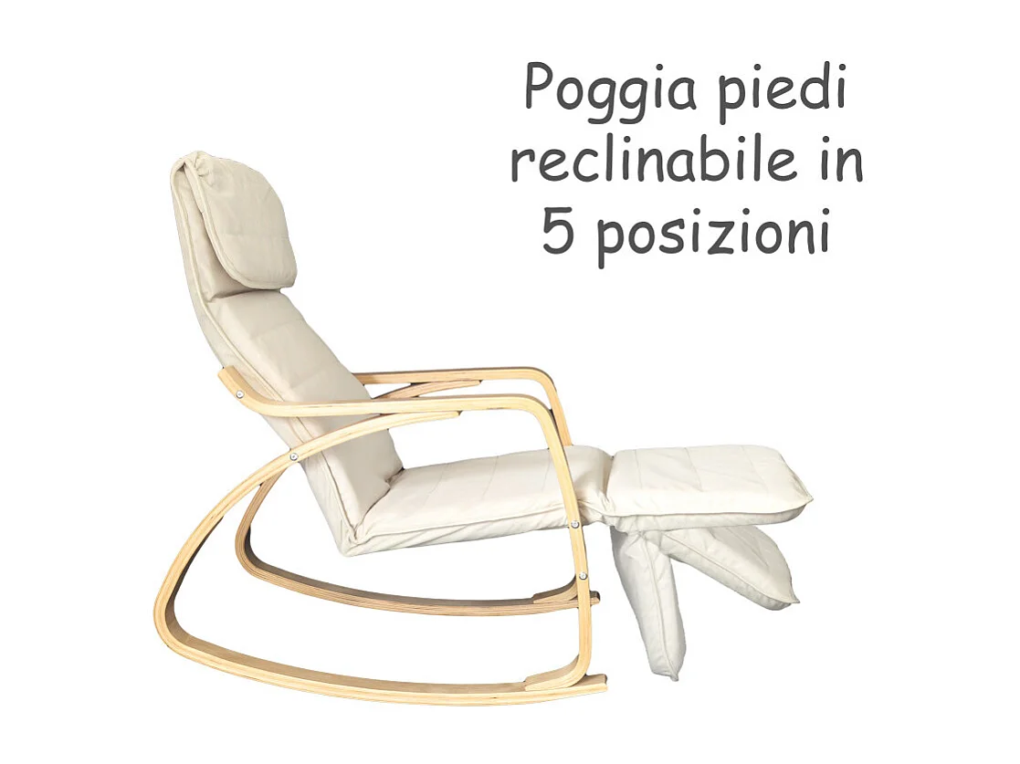 Fauteuil relax à bascule avec repose-pieds réglable mod. ZEN BLANC par Yelloo